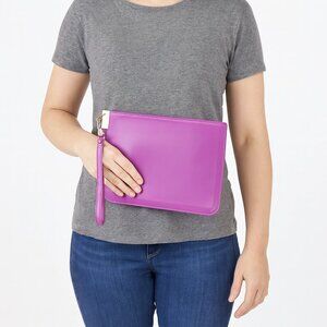 Luana Italy Alex Large Wristlet Clutch Magenta New